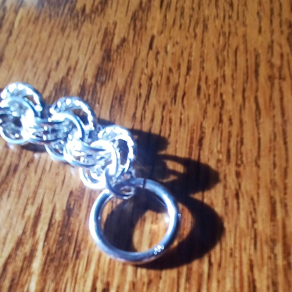 Triple Loop Chain Link Bracelet 925 Sterling Silv… - image 3